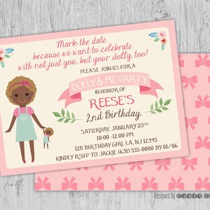 Dolly and Me Birthday Invitation, Baby and Me Birthday, Baby Doll ...