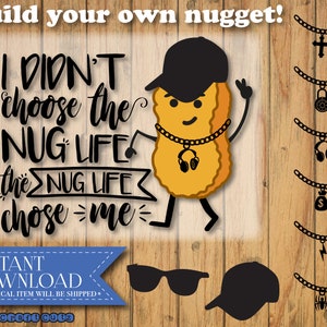 Nug Life SVG, Cute Chicken Nugget svg, Hip Toddler Cut File, Nug Life T-Shirt, Funny Chicken Nugget SVG, Foodie SVG image 2