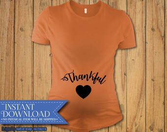 Thankful Maternity SVG, Digital Download, Fall Maternity Cut File, Thanksgiving Maternity DXF