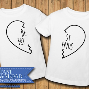 Beste Freunde Svg - beste Freunde dxf - digitaler Download - Herz Svg - beste Freundin geschnitten Datei - Bestie - BFF - Freunde Shirts - Schwestern