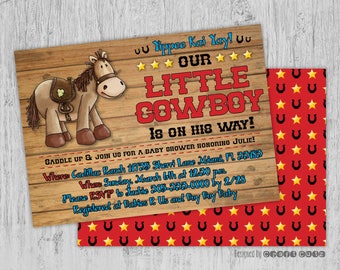 Kleine Cowboy-Babyparty-Einladung - Western-Party-Einladung - Land Babyparty - Babyjungen-Einladung zum Ausdrucken