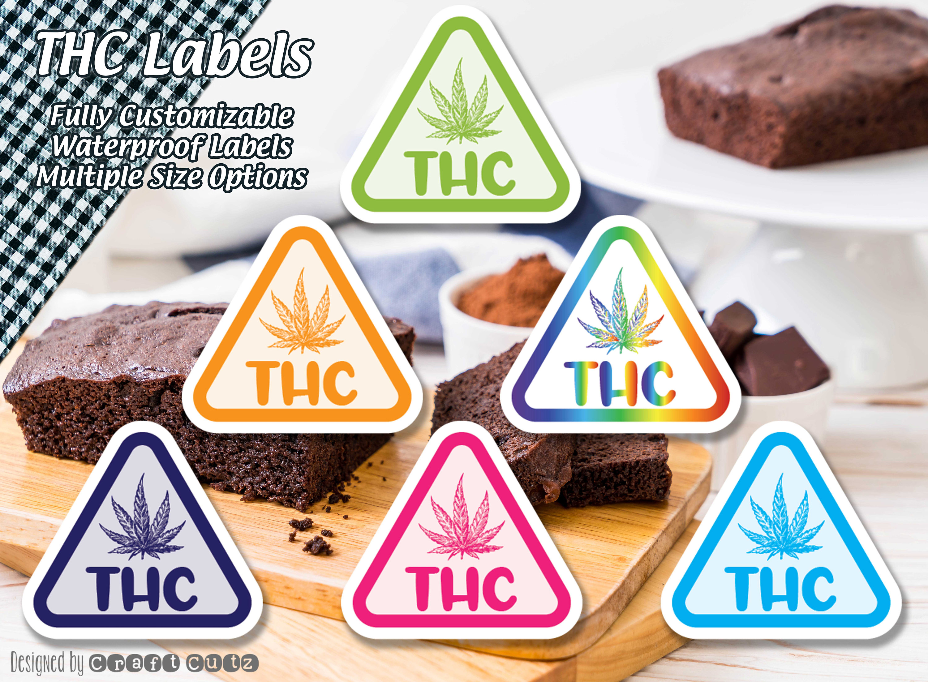 Waterproof THC Sticker, Edibles Warning Label, Marijuana Weed Stickers ...