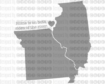 Mississippi River svg, Missouri Illinois State svg Files, United States svg, State Clip Art, Home is on both sides of the River SVG