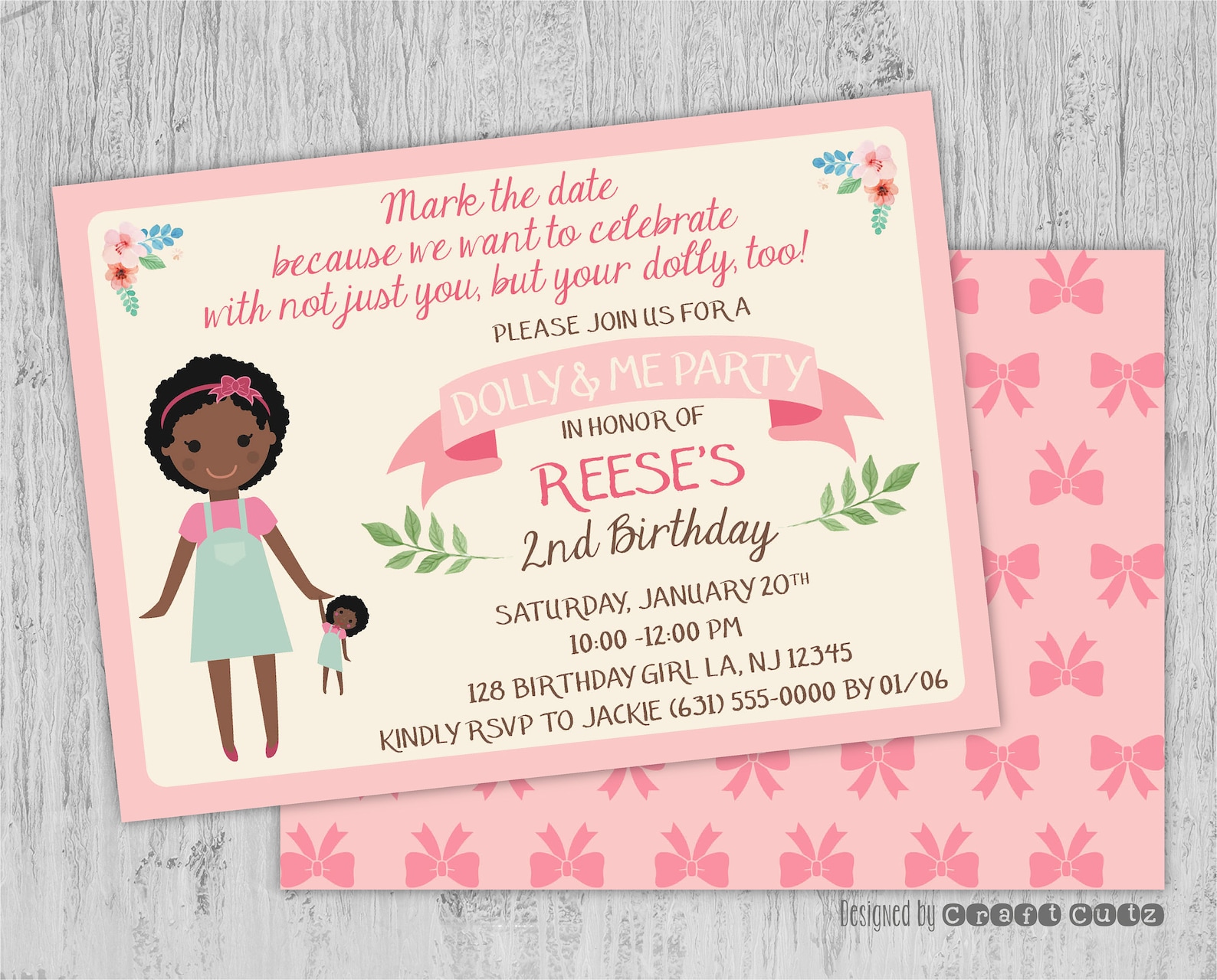 Dolly and Me Birthday Invitation Baby and Me Birthday Baby Etsy