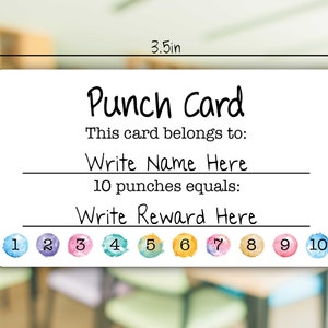 Student Punch Cards, Incentive Cards, Loyalty Reward Card for Classroom, Kids Reward Card, School Punch Cards, Achievement Cards