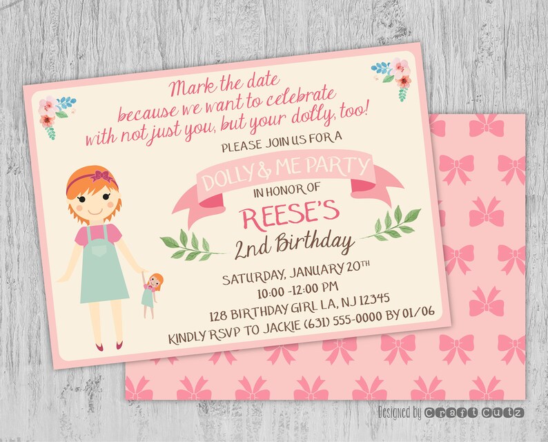 Dolly and Me Birthday Invitation Baby and Me Birthday Baby | Etsy