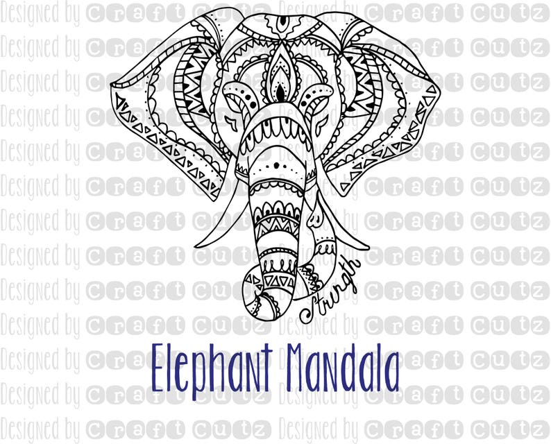 Download Elephant Mandala svg Digital Download Strength Design Adult | Etsy