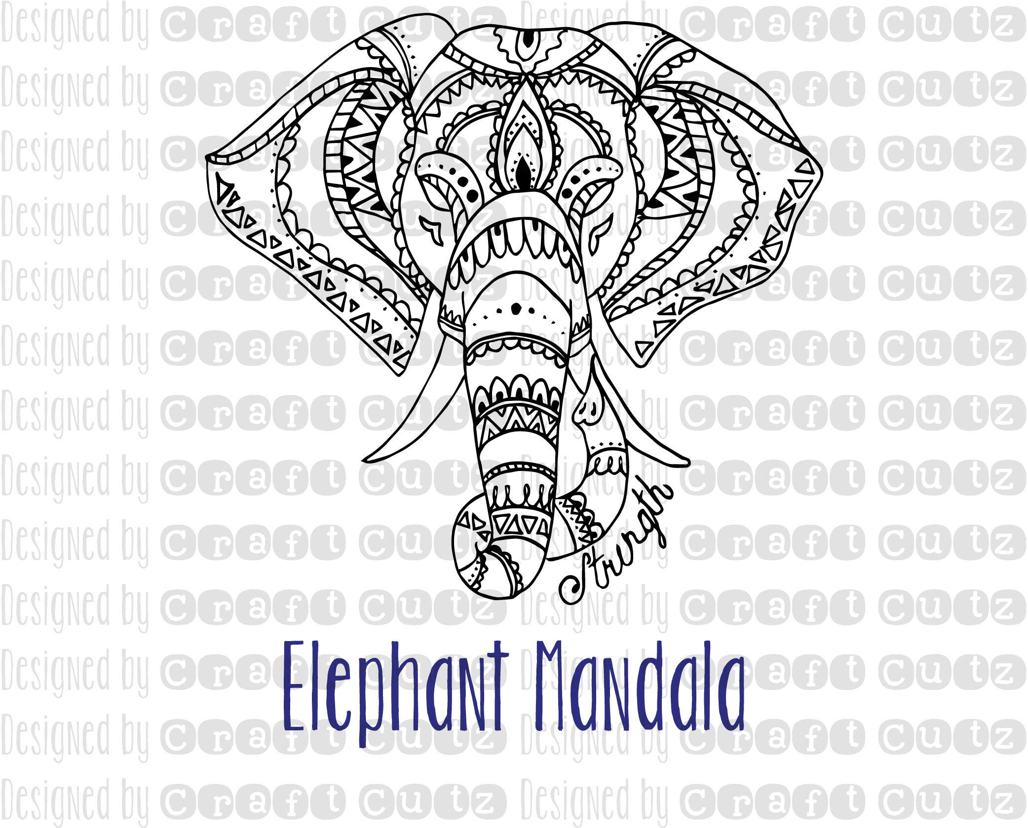 Download Elephant Mandala svg Digital Download Strength Design ...