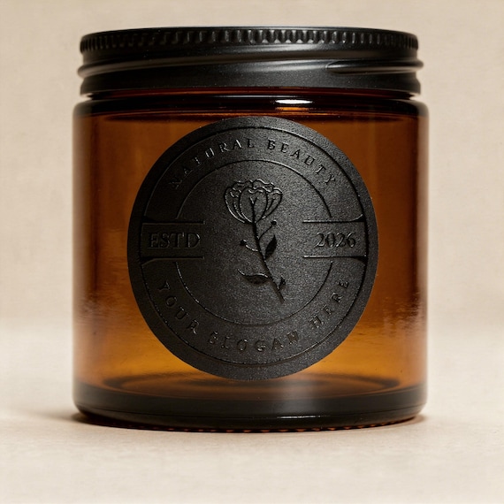 Black Gloss UV Printed Labels | Waterproof & Oil Proof Cosmetic Stickers | High-End Skincare Labels | Luxury Packaging | Custom Gloss Labels