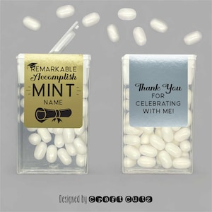Graduation Party Favors, Mint Labels, Mint Favors, Accomplishment Favors, Graduation Thank You Labels, Personalized Party Favors