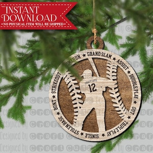 Baseball Ornament Cut File, Baseball svg, Round Baseball SVG, Sports svg, Laser Cut File, Ornament SVG, Laser Ready