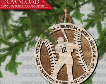 Baseball Ornament Cut File, Baseball svg, Round Baseball SVG, Sports svg, Laser Cut File, Ornament SVG, Laser Ready