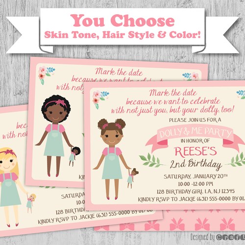 Editable Baby Doll Birthday Invitation Dolly &amp; Me Party - Etsy