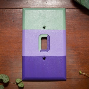 Tenderly - Acrylic hand painted wooden toggle, art deco, decorative single light switch plate cover with back plate
