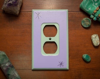 Rain before Dawn - Acrylic hand painted outlet cover, decorative outlet plate cover with metal back plate