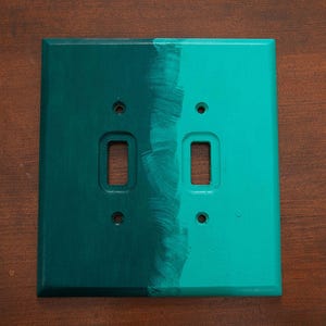 Diverge Series Acrylic hand painted, wooden, decorative, double light switch plate cover with back plate image 1