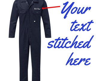 Adult's Bespoke Embroidered Personalised Overalls/ Boiler Suit. Personalised on front and rear.