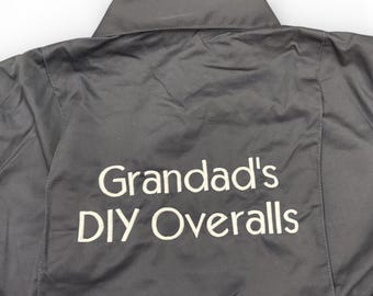 Adult's Bespoke Embroidered Personalised Overalls/ Boiler Suit. Personalised on front and rear.