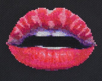 Patrón Punto de Cruz Fuck You Labios, Punto de Cruz Fuck You, Punto de Cruz Boca, Punto de Cruz Anatomía, Punto de Cruz Anatómico