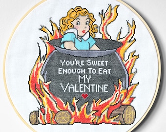 Eres lo suficientemente dulce para comer - Patrón de punto de cruz de tarjeta vintage del día de San Valentín