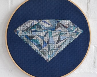 Diamante - Vista lateral - Patrón Punto de Cruz, Patrón Punto de Cruz Diamante, Patrón Punto de Cruz Gema