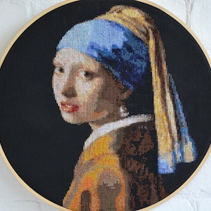 Ragazza con l&#39;orecchino di perla, Ragazza con l&#39;orecchino di perla Schema punto croce, Johannes Vermeer, Schema Vermeer