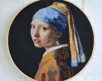 La joven de la perla, Patrón de punto de cruz de La joven de la perla, Johannes Vermeer, Patrón de Vermeer
