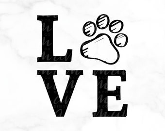 SVG FILE, Graphic Art Digital File, Dog Love, Paw Print, DIY - Shirt, Bag, Decor, Be Creative!
