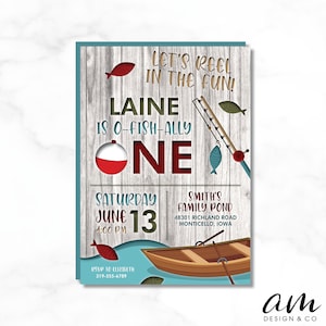 LAINE ist O-Fisch-Ally ONE, Let es Reel in the Fun, Angeln GeburtstagSparty, Einladung zum ersten Geburtstag