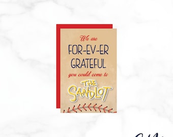 PARKER Meet me at the Sandlot, Baseball, Party Favor, For-ev-er Thank You Tag, Birthday Party Invitation