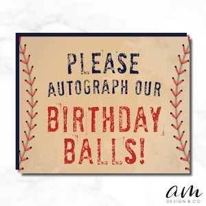 PARKER Please Autograph Our Birthday Balls, Sandlot Birthday Party Sign INSTANT DOWNLOAD