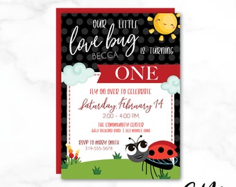 BECCA Our Little Love Bug, Lady Bug Birthday Party Invitation