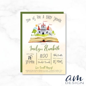 JACLYN Watercolor Baby Book, Fairytale Baby Shower Invitation Customized Personalized