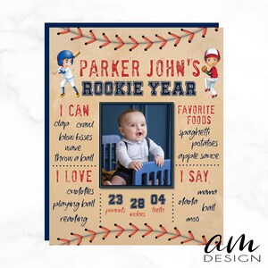 PARKER Birthday Milestone Board, Rookie Year Milestones, 1st Birthday Baseball Memory Board