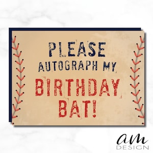 PARKER Please Autograph My Birthday Bat, Sandlot Birthday Party Sign INSTANT DOWNLOAD
