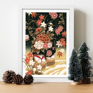 Japanese snow art, winter Japanese snow print, Modern ukiyoe print, Japanese wall print, Geisha wall art, Japanese Christmas gift