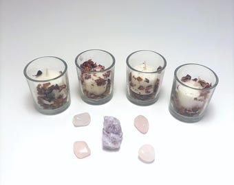 Attracting Love Crystal Set, Rose Quartz and Amethyst Bundle, Gemstones for Evoking Love Ritual, Valentine's Day Gift, Galentines Day Party
