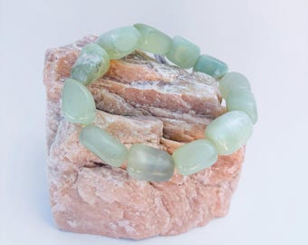 Light Green Jade Stone Bracelet, Authentic Burmese Jade, Natural Gemstone Healing Bracelet, Gift for Good Luck, Good Health and Long Life