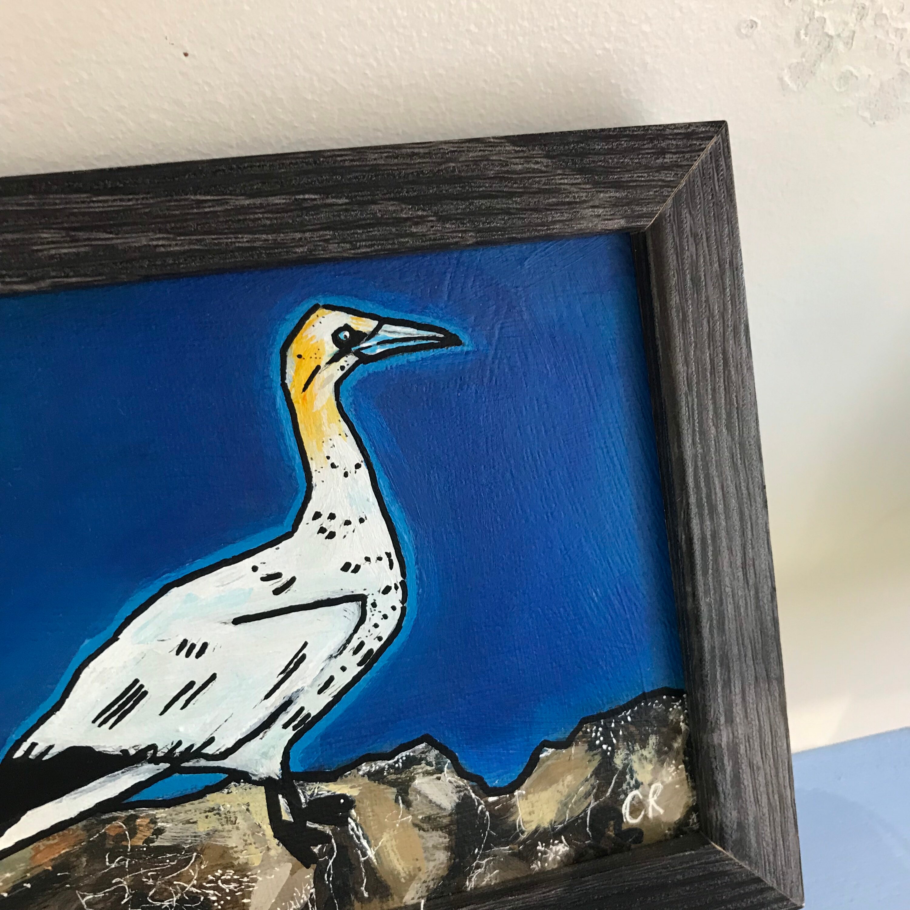 Expressive Art Seabird Lover Acrylic Painting canvas painting Wildlife seabird Gannet nautical art ORIGINAL ARTWORK