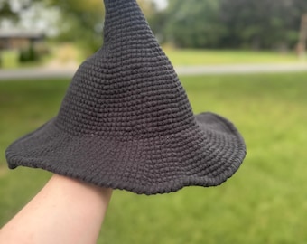 modern witch hat, witch hat, crochet witch hat