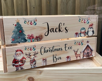 Personalised Christmas Eve Crate - Christmas Eve Box - Christmas Eve - Personalised Box - Personalised Crate - North Pole - Santa & Reindeer