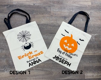 Gepersonaliseerde Trick or Treat-tas voor Halloween - draagtas van katoencanvas