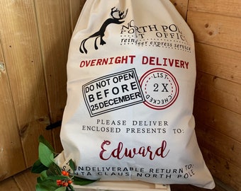 Personalised Santa Sack - Santa sack - Christmas Gift bag - christmas  - Christmas Eve Gifts - North pole sack - express delivery sack - bag