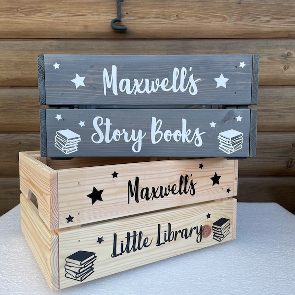 Personalised Book Crate - little library - story book box - personalised book box - storage box - personalised crate - children’s book