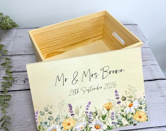 Personalised Wildflower Floral Keepsake Box - Memorial box with lid