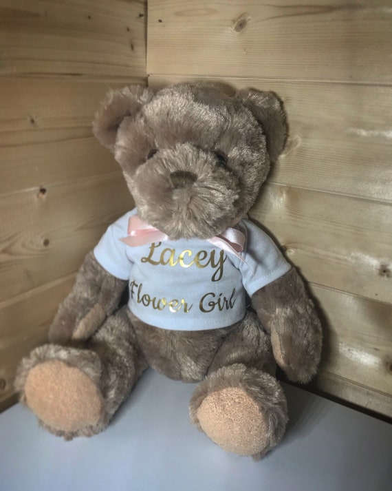 flower girl teddy bear gift personalised