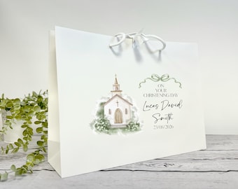 Personalised Christening Gift Bag | Custom Baptism Gift Bag | Keepsake Bag | Baby Christening Present | Godchild Gift