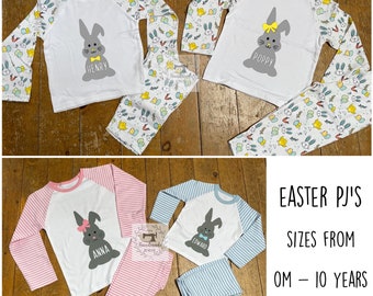 Personalised Easter Outfit / Easter chick Bunny outfit / easter toddler baby set / Easter PJ set / Easter pyjamas girl boy clothing sets