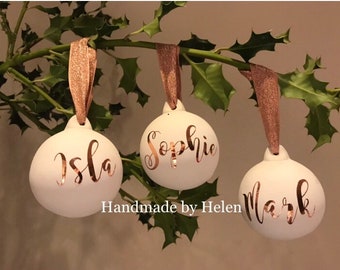 Personalized Ceramic Christmas Bauble: Gold, Silver, or Rose Gold