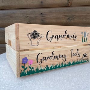 Garden Tool Carrier, Tool Caddy, Garden Gift, Personalised, Laser Engraved,  Green Fingers, Wooden Caddy 
